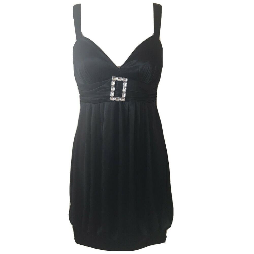City Triangle Empire Waist Rhinestone Pleated Sleeveless Sweetheart Dress Size S